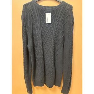 Sonoma Goods For Life Mens Black Cable Knit Crewneck Sweater Large NWT
